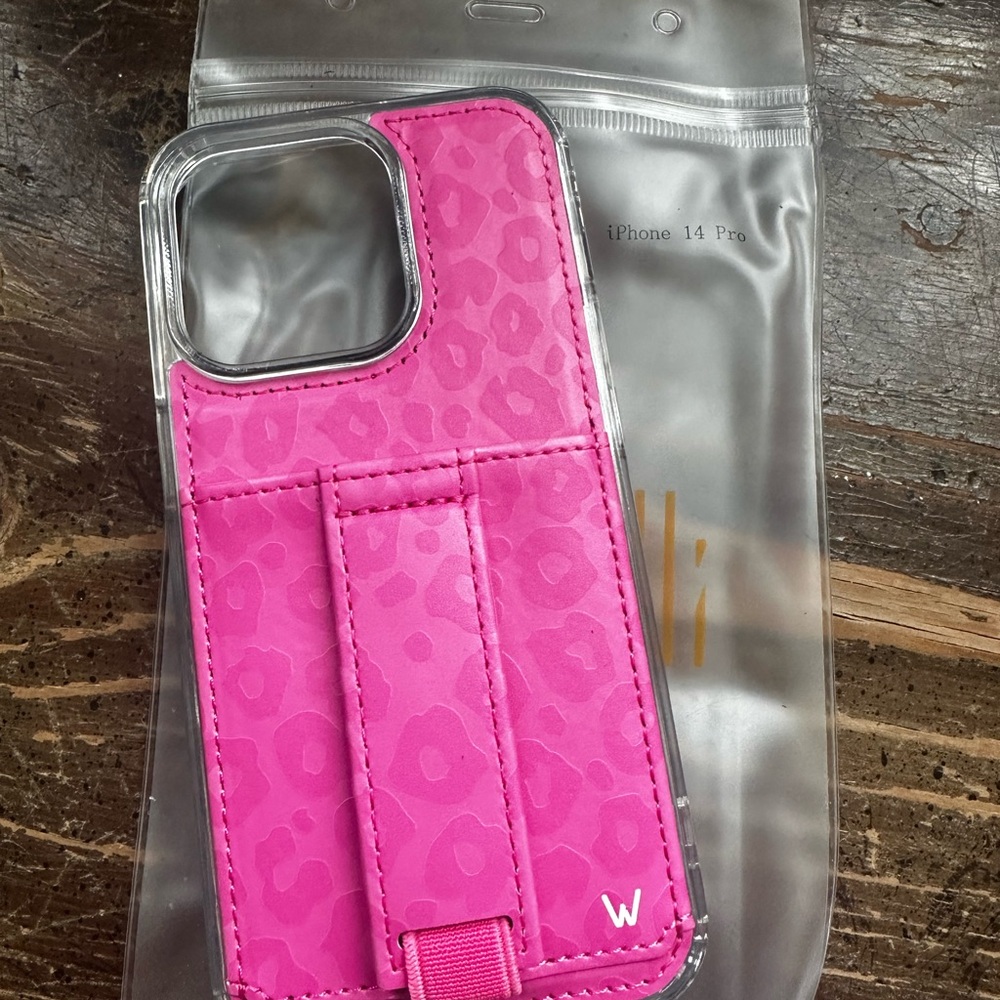 W Pink Leopard Phone Case for iPhone 14 Pro